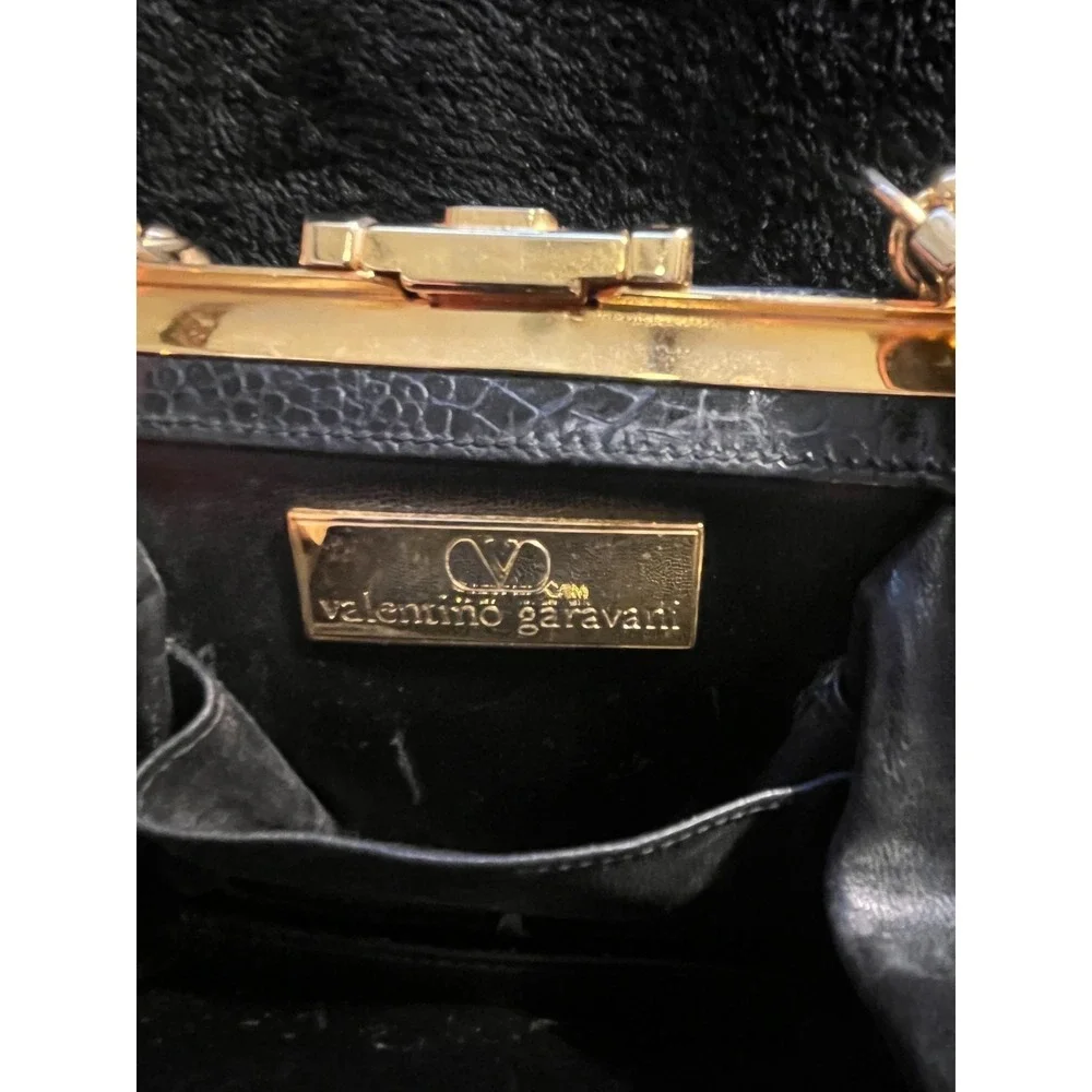 Vintage VALENTINO Garavani Black Leather Alligator Embossed Mini Purse RARE! - Picture 5 of 10